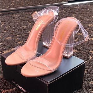 clear / nude heels - fashion nova